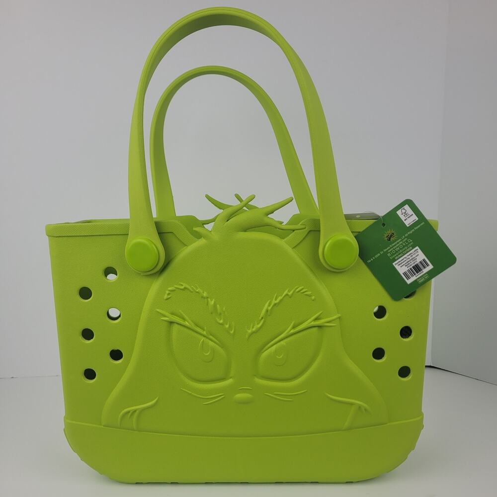 Viral Hobby Lobby Double Handle Grinch Green Bogg Style Tote Bag Embossed Logo